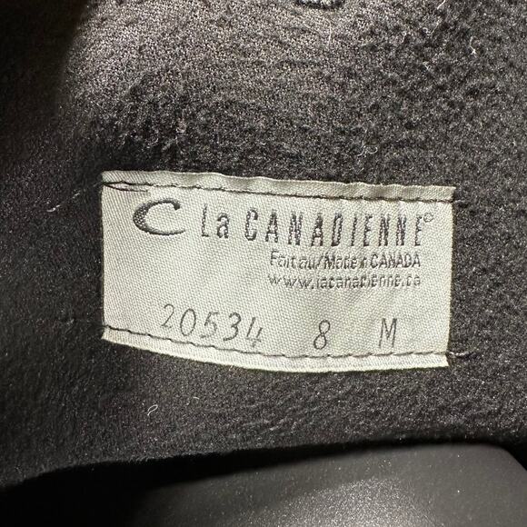 La Canadienne Black Knee High Suede Buckle Accent Side Zip Wedge Boot Sz 8M EUC - Picture 6 of 8